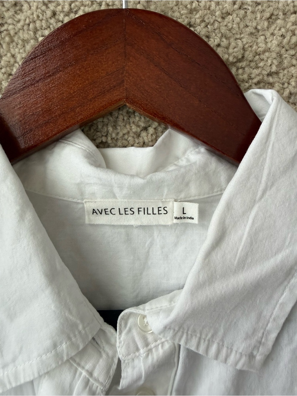 Avec Les Filles 100% Cotton White Button-Down Longline Peplum Shirt Size: L - Picture 4 of 13